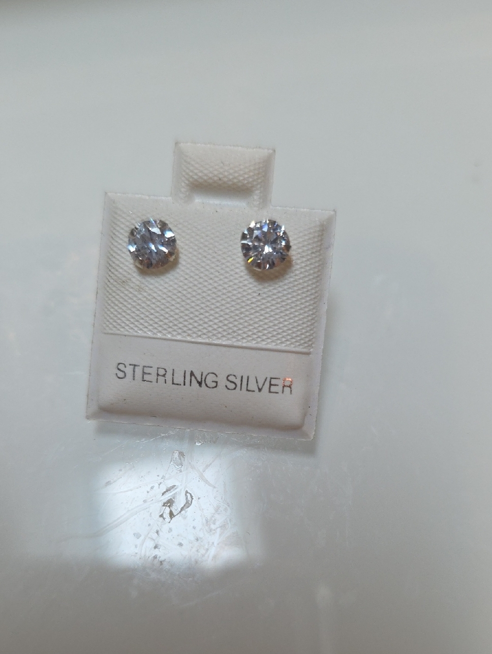 Sterling Silver Clear Moissanite  Stud Earrings